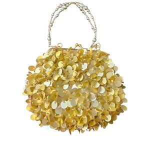 Gold Beaded Coin Handbag
